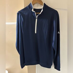 Adidas Navy and White Golf Pullover